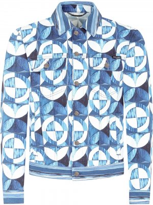 Джинсовая куртка с принтом Majolica Dolce & Gabbana. Цвет: белый