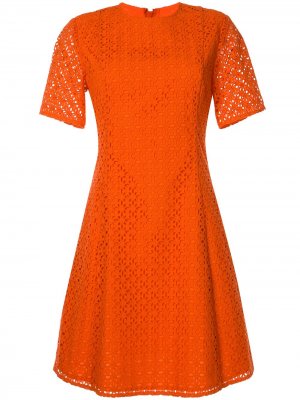 Расклешенное платье с перфорацией CK Calvin Klein. Цвет: оранжевый