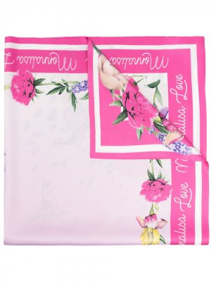 Атласный платок с цветочным принтом Monnalisa. Цвет: розовый