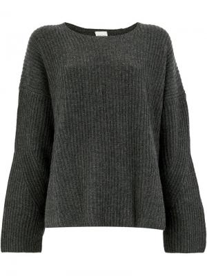 Трикотажный свитер в рубчик Le Kasha. Цвет: серый