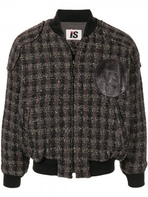 Куртка-бомбер 1980-х годов в клетку Issey Miyake Pre-Owned. Цвет: черный
