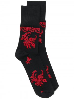 Жаккардовые носки с цветочным узором Simone Rocha. Цвет: черный