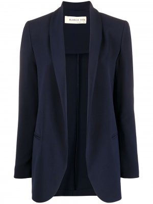 Костюмный пиджак с лацканами-шалькой Blanca Vita. Цвет: синий