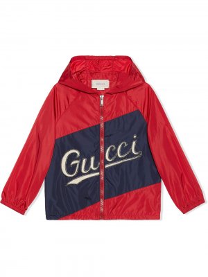 Куртка с вышитым логотипом Gucci Kids. Цвет: красный