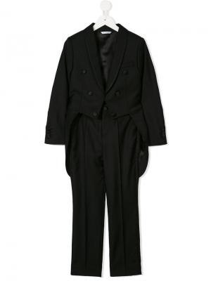 Брючный костюм с двубортным пиджаком Dolce & Gabbana Kids. Цвет: черный