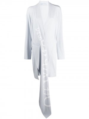 Пальто асимметричного кроя с драпировкой Off-White. Цвет: синий