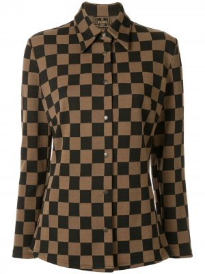 Рубашка узкого кроя в шахматную клетку Fendi Pre-Owned. Цвет: коричневый