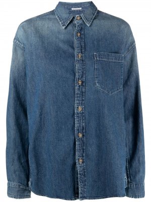 Джинсовая рубашка с нагрудным карманом MOTHER. Цвет: синий