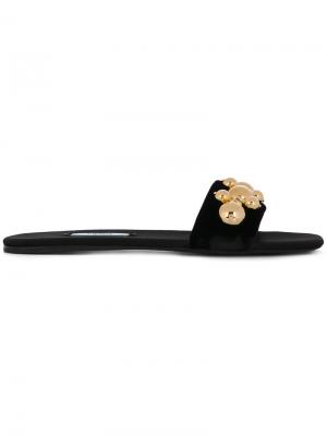 Декорированные сандалии Prada. Цвет: чёрный