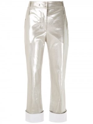 Укороченные брюки с эффектом металлик Gloria Coelho. Цвет: золотистый