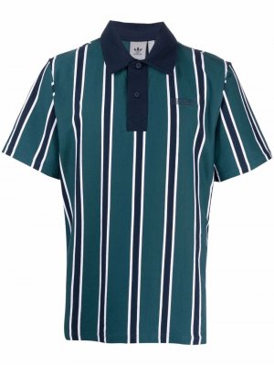 Terry stripe-print polo shirt adidas. Цвет: зеленый