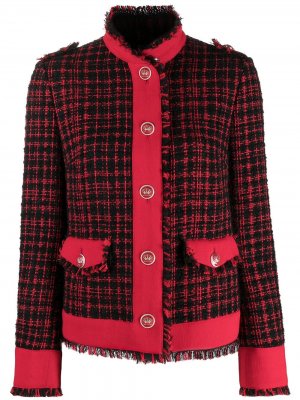 Твидовый пиджак в клетку с бахромой Dolce & Gabbana. Цвет: черный