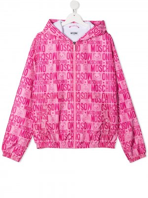 Куртка с капюшоном и логотипом Moschino Kids. Цвет: розовый
