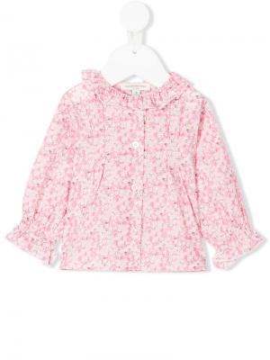 Блузка с цветочным принтом и оборками Cashmirino. Цвет: розовый