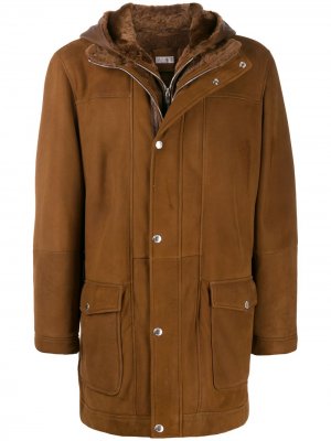 Пальто на кнопках с капюшоном Brunello Cucinelli. Цвет: коричневый
