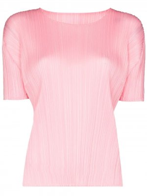 Плиссированная футболка с круглым вырезом Pleats Please Issey Miyake. Цвет: розовый