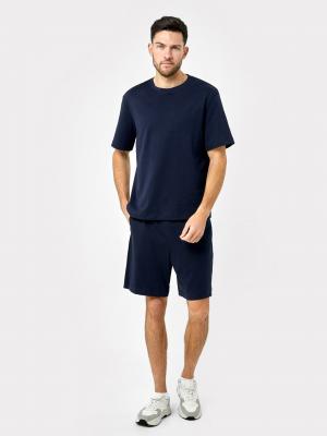 Комплект хлопковый мужской (футболка, шорты) в темно-синем цвете Mark Formelle. Цвет: темно -синий