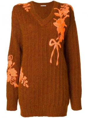 Oversized embroidered sweater Christopher Kane. Цвет: коричневый