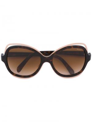 Объемные солнцезащитные очки Emilio Pucci. Цвет: коричневый