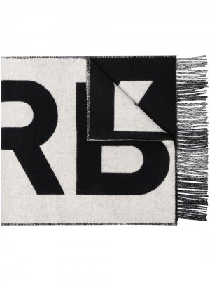 Кашемировый шарф с логотипом вязки интарсия Burberry. Цвет: черный