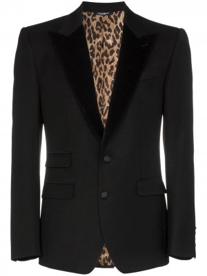 Блейзер с леопардовой подкладкой Dolce & Gabbana. Цвет: черный