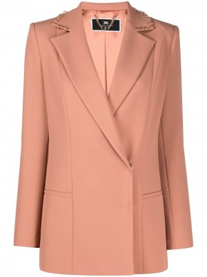 Пиджак со смещенной застежкой на пуговицах Elisabetta Franchi. Цвет: розовый