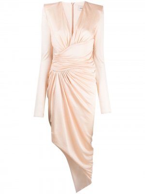 Платье с V-образным вырезом и сборками Alexandre Vauthier. Цвет: розовый