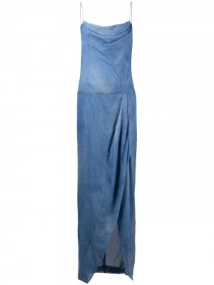 Длинное джинсовое платье Balmain. Цвет: синий