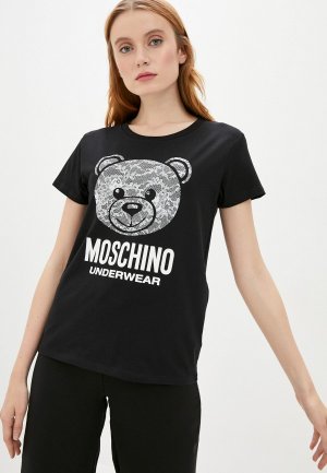 Футболка домашняя Moschino Underwear. Цвет: черный