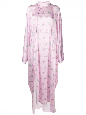 Платье-рубашка оверсайз с принтом Natasha Zinko. Цвет: розовый