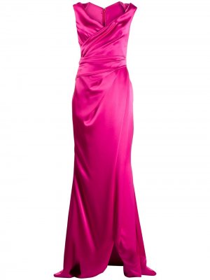 Длинное платье с драпировкой Talbot Runhof. Цвет: розовый