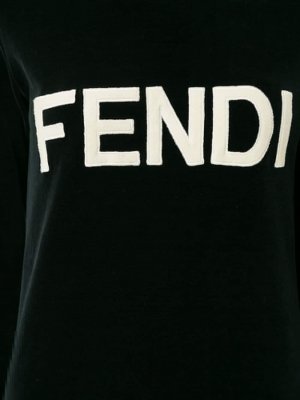 Платье свитер с логотипом Fendi Pre-Owned. Цвет: черный
