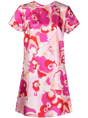 Платье-трапеция длины миди с цветочным принтом La Doublej. Цвет: розовый