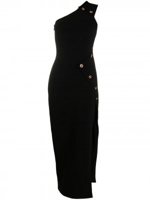 Вечернее платье на одно плечо с декором Medusa Versace. Цвет: черный