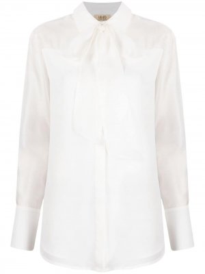 Блузка с бантом и прозрачной вставкой LIU JO. Цвет: белый