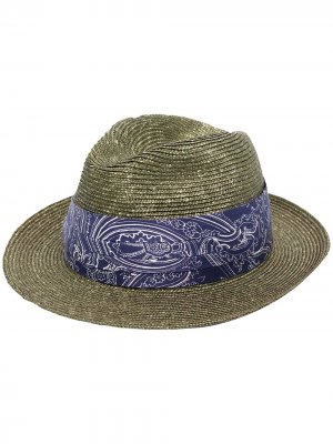 Соломенная шляпа с узором пейсли Etro. Цвет: зеленый