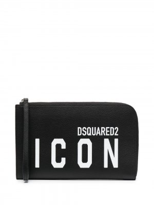 Клатч с логотипом Dsquared2. Цвет: черный