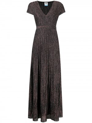 Длинное платье с эффектом металлик и V-образным вырезом M Missoni. Цвет: черный