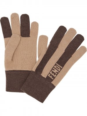 Кашемировые перчатки в полоску Fendi. Цвет: нейтральные цвета