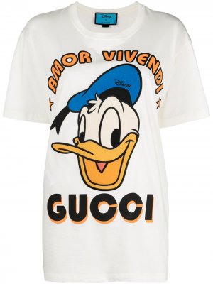 Футболка Donald Duck из коллаборации с Disney Gucci. Цвет: белый