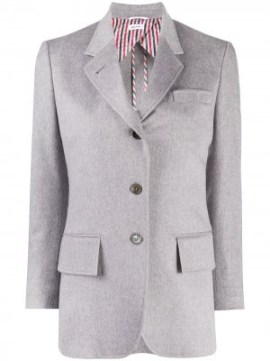 Кашемировый пиджак с широкими лацканами Thom Browne. Цвет: серый