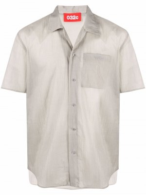 Рубашка с короткими рукавами и жатым эффектом 032c. Цвет: серый