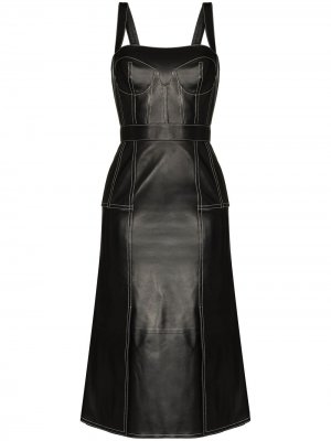 Платье миди с квадратным вырезом Alexander McQueen. Цвет: черный