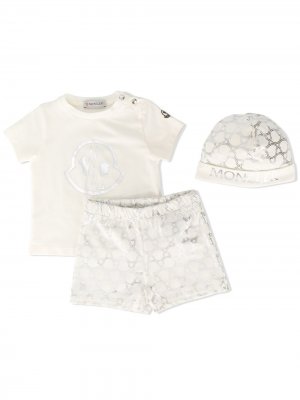 Комплект из шорт и футболки с шапкой Moncler Enfant. Цвет: белый