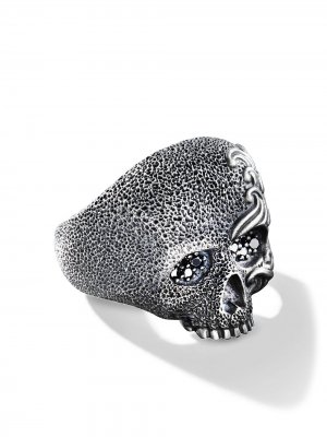 Waves diamond skull ring David Yurman. Цвет: ssabd