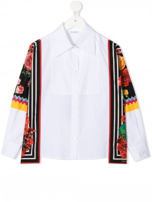 Рубашка со вставками Dolce & Gabbana Kids. Цвет: белый