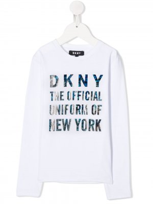 Топ с длинными рукавами и логотипом Dkny Kids. Цвет: белый