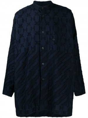 Рубашка с контрастной вышивкой Issey Miyake. Цвет: синий