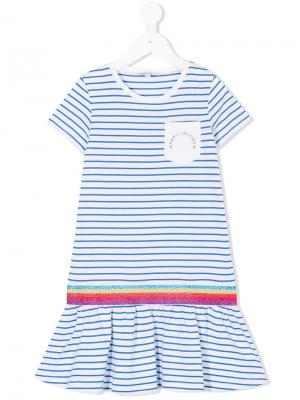 Полосатое платье-футболка Little Marc Jacobs. Цвет: синий