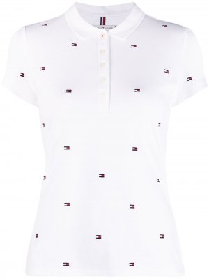 Рубашка поло с короткими рукавами и логотипом Tommy Hilfiger. Цвет: белый